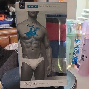Beverly Hills Polo Club Men's Low Rise Briefs - 5 Pack - Red, Blue, Gray